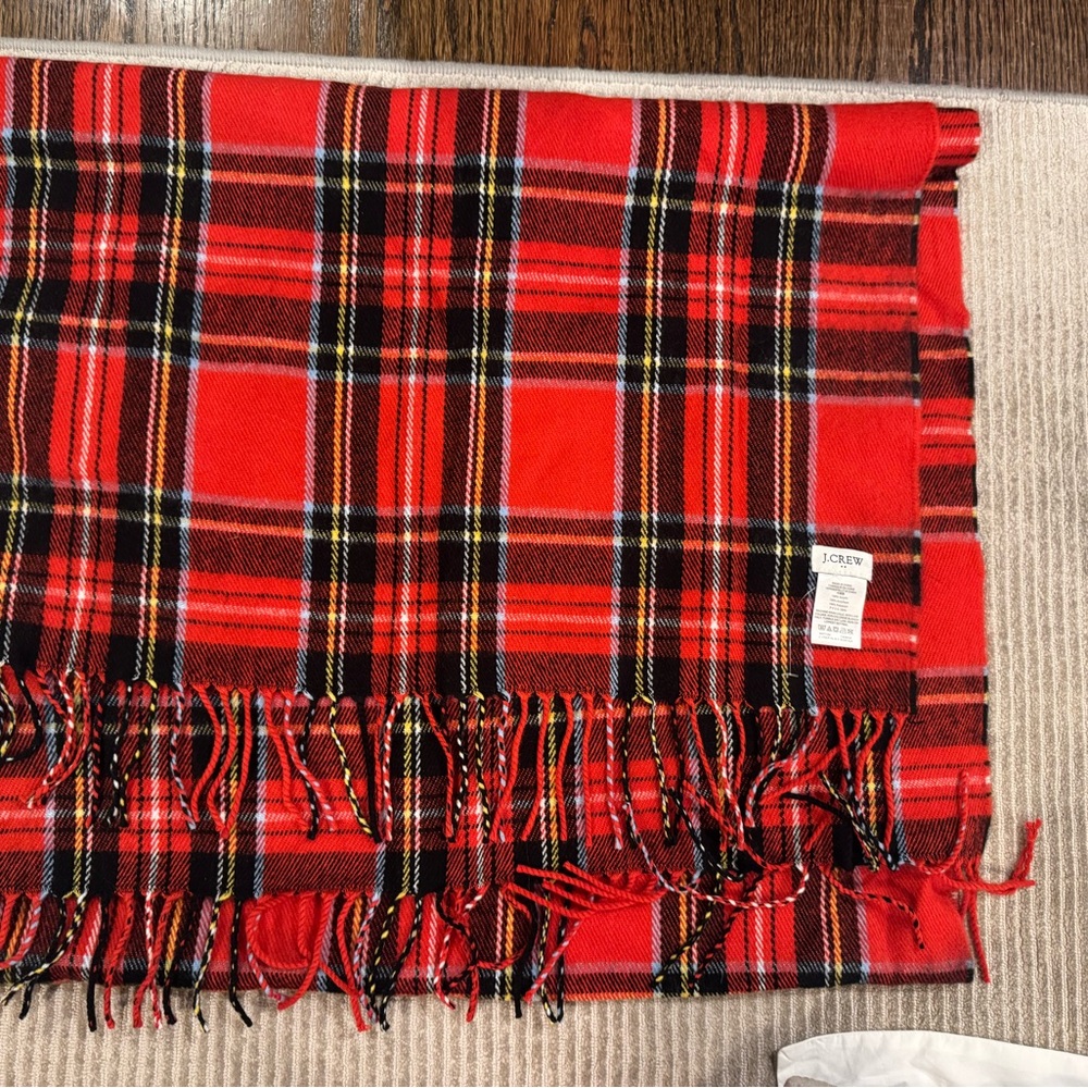J. Crew Vibrant Red Tartan Scarf